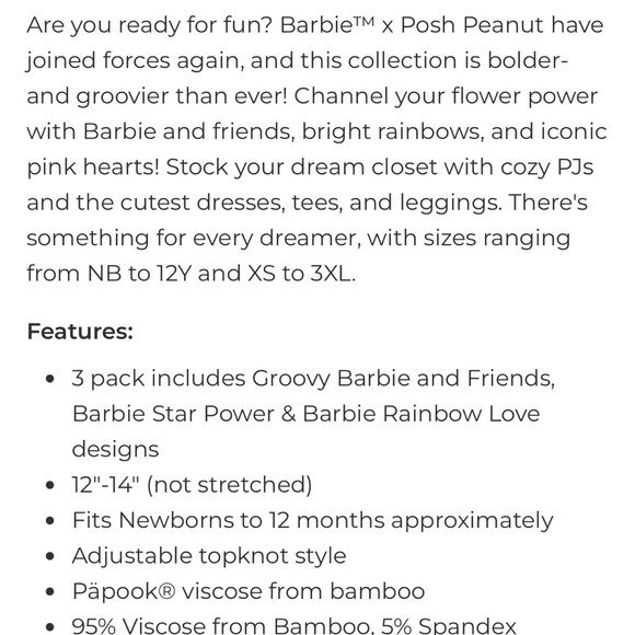 Limited edition posh peanut Barbie bow headwrap bamboo 3 months - Picture 10 of 10